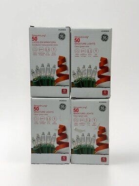 🎄 NEW - 4 Boxes - GE String-A-Long 50 miniature clear LIGHTS 🎄